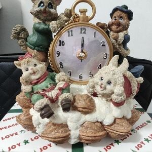 Charming Animal-Themed Clock with Colorful Figurines